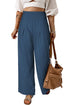 Smocked Wide Waistband High Waist Wide Leg Pants